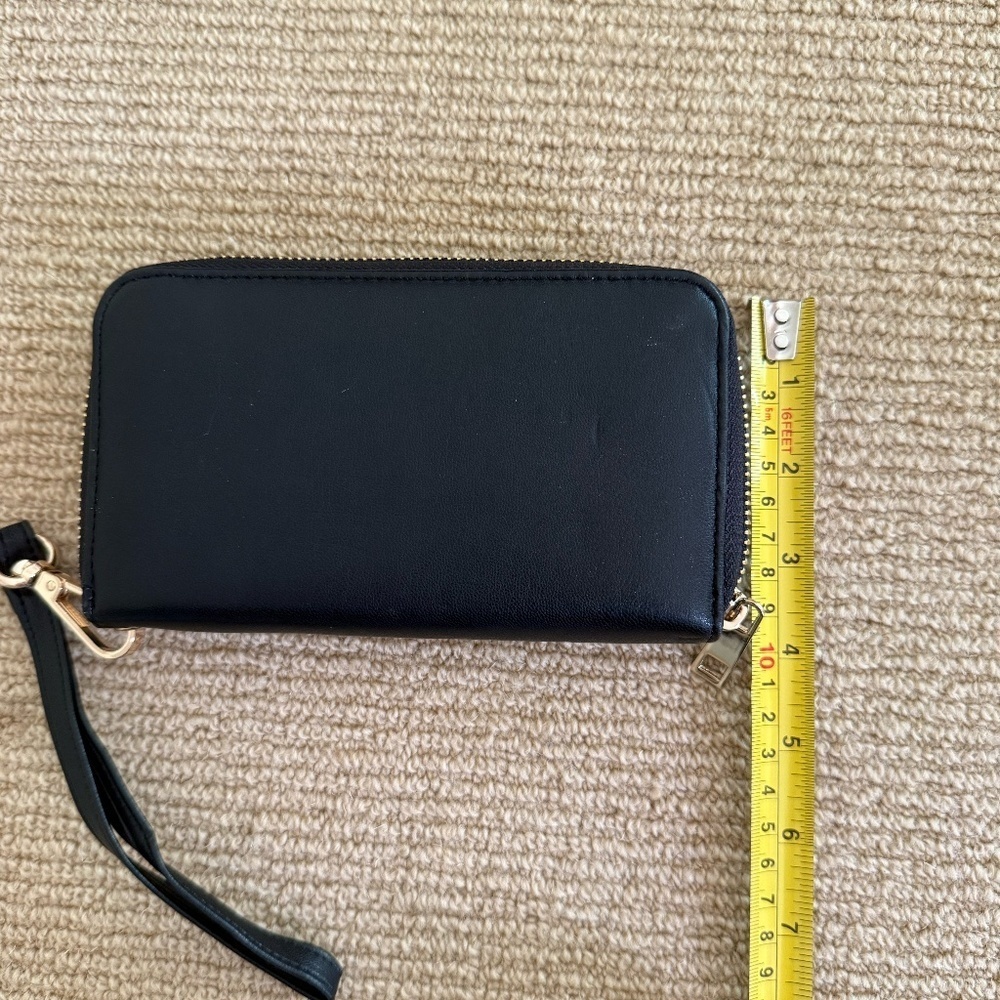 Faux Leather Black Wallet/Card Holder/Clutch with Strap Blue also Avail